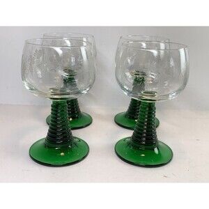 Luminarc France Green Beehive Stem Port Sherry Roemer Glasses Set Of Four READ